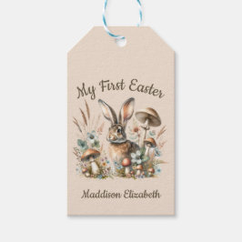 Eerste paaskaak konijn cadeaulabel