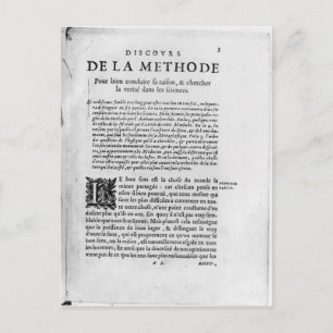 Eerste pagina van 'Discours de la Methode' van Ren Briefkaart