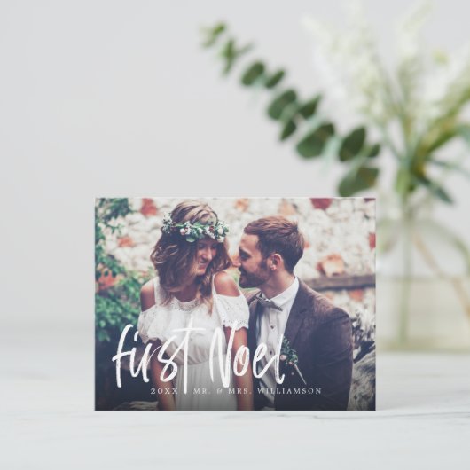 Eerste Passen getrouwd van Noel en Mrs. 1st kerstf Feestdagenkaart (Staand voorkant)