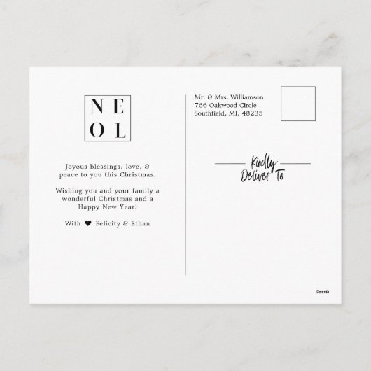 Eerste Passen getrouwd van Noel en Mrs. 1st kerstf Feestdagenkaart (Achterkant)