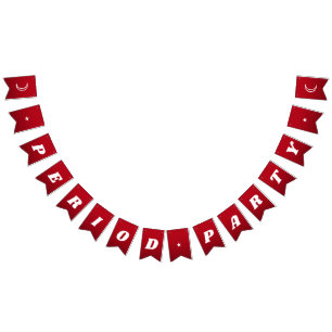 Eerste Periode Leuk Donkerrood Groovy Lettering Vlaggetjes