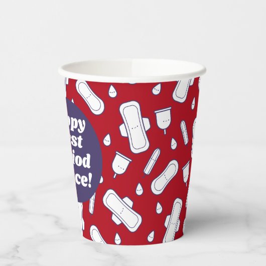 Eerste Periode Partij Rode Schattigee Tampon Pad N Papieren Bekers (Links)