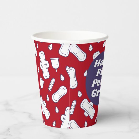 Eerste Periode Partij Rode Schattigee Tampon Pad N Papieren Bekers (Rechts)