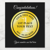 Eerste plaats prijs gouden medaille prestatie awar wijn etiket (Enkel label)