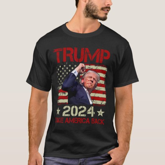 Eerste pomp geschoten op Trump 2024 Trump overleef T-shirt (Voorkant)