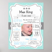 Eerste poster van de verjaardag, blauw voor een jo (Voorkant)