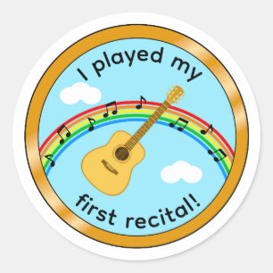 Eerste Recital Akoestische Gitaar Kinderen Medaill Ronde Sticker