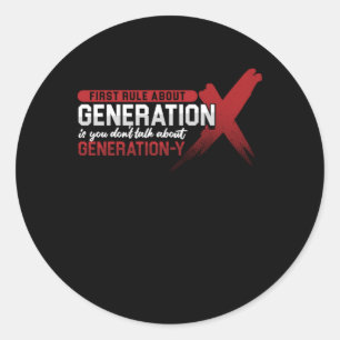 Eerste regel over Y-cadeau van generatie X Ronde Sticker