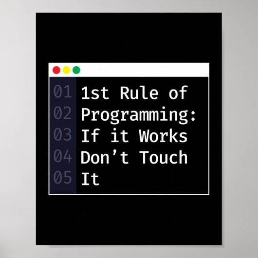 Eerste regel van programmameercodering poster (Voorkant)