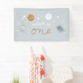 ‘Eerste reis’ Blue Space Theme 1e verjaardag Spandoek (Insitu)