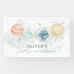 Eerste reis rond de achtergrond van de zonnebanner spandoek