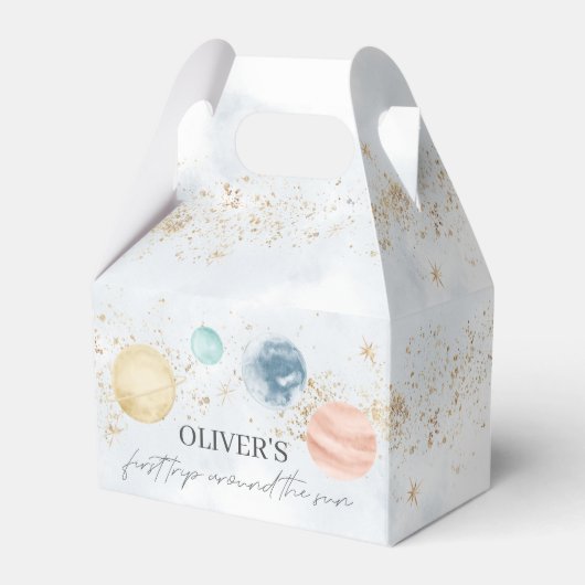 Eerste reis rond de draagtas van de zonne-aar bedankdoosjes (Voorkant Zijde)