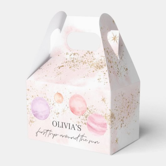 Eerste reis rond de draagtas van de zonne-aar bedankdoosjes (Achterkant)