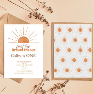 eerste reis rond de sun Birthday Invitation Kaart