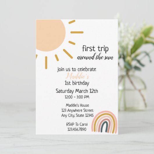 Eerste reis rond de Sun Boho 1e verjaardag Kaart (Staand voorkant)