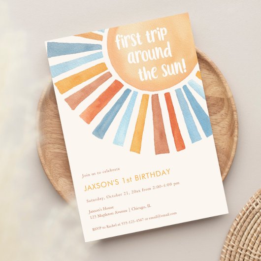 Eerste reis rond de Sun Boho 1e verjaardagsfeestje Kaart