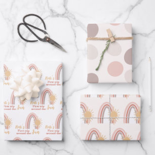 Eerste reis rond de Sun Boho naam Inpakpapier Vel