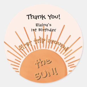 Eerste reis rond de zon 1e verjaardag ronde sticker