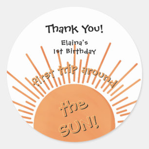 Eerste reis rond de zon 1e verjaardag ronde sticker