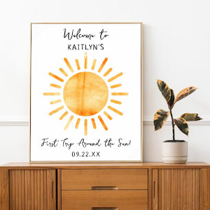 Eerste reis rond de zon 1e verjaardag welkom poster