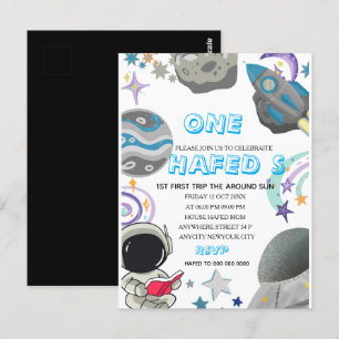 Eerste reis rond de zon astronaut verjaardagsfeest briefkaart