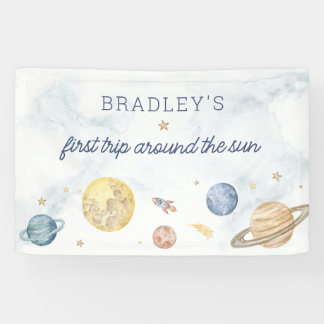 Eerste reis rond de zon banner teken