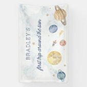 Eerste reis rond de zon banner teken (Verticaal)