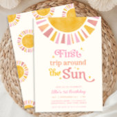 Eerste reis rond de zon Boho Retro 1e verjaardag Kaart