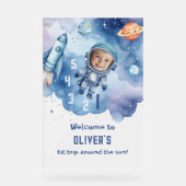 Eerste reis rond de zon Buitenruimte Welkom Acryl Bord (Voorkant)