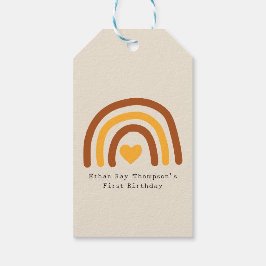 Eerste reis rond de zon Custom 1e verjaardag Boho Cadeaulabel (Achterkant)