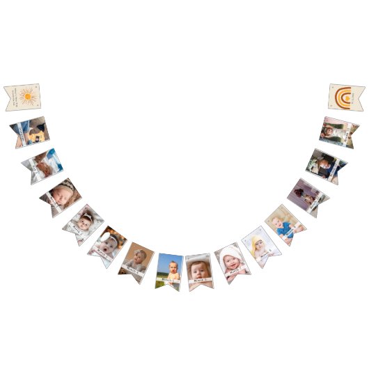 Eerste reis rond de zon Custom 1e verjaardag Boho Vlaggetjes (Alle)