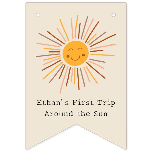 Eerste reis rond de zon Custom 1e verjaardag Boho Vlaggetjes (Eerste vlag)