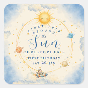 Eerste reis rond de zon Eerste verjaardag vierkant Vierkante Sticker