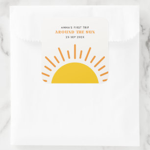 Eerste reis rond de zon Eerste verjaardag Vierkante Sticker