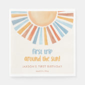 Eerste reis rond de zon eerste verjaardagsfeestje servet (Voorkant)