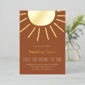 Eerste reis rond de zon | Foto verjaardag Folie Uitnodiging (Staand Voorkant)