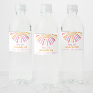 Eerste reis rond de zon meisje verjaardag waterfles etiket