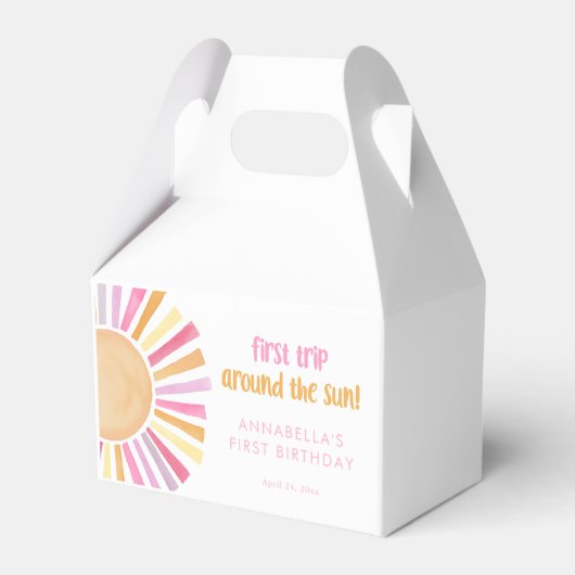 Eerste reis rond de zon meisjes 1e verjaardag bedankdoosjes (Voorkant Zijde)