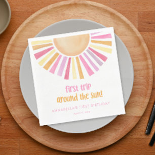 Eerste reis rond de zon meisjes eerste verjaardag servet
