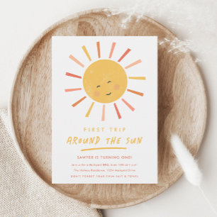 Eerste reis rond de zon op de eerste verjaardag magnetische uitnodiging