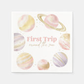 Eerste reis rond de zon Outer Space Verjaardag Servet (Voorkant)