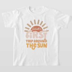 Eerste Reis Rond De Zon Retro Kids 1e Verjaardag T-shirt