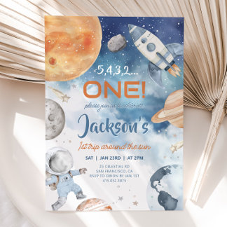Eerste reis rond de zon, ruimte 1e verjaardag kaart