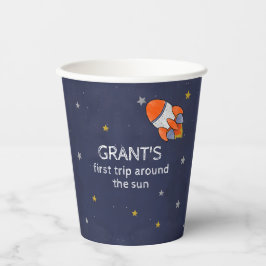 Eerste reis rond de zon ruimte 1e verjaardag papieren bekers