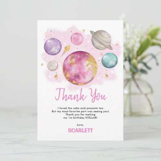 Eerste reis rond de zon ruimteschorter bedankkaart (Staand voorkant)