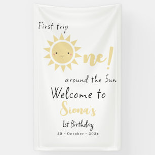Eerste reis rond de zon Schattige 1e verjaardag Spandoek