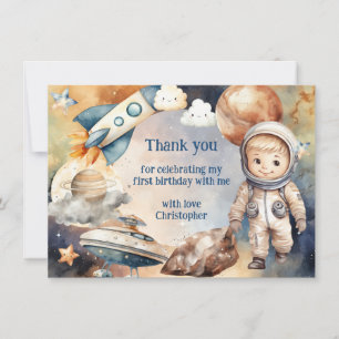 Eerste reis rond de zon Verjaardag Dank u kaart