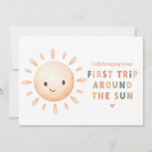 Eerste reis rond de zon verjaardagskaart - Printab Bedankkaart