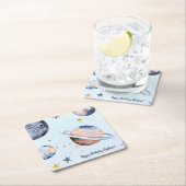 Eerste reis rond de zon vierkante kartonnen onderzetter (Insitu)