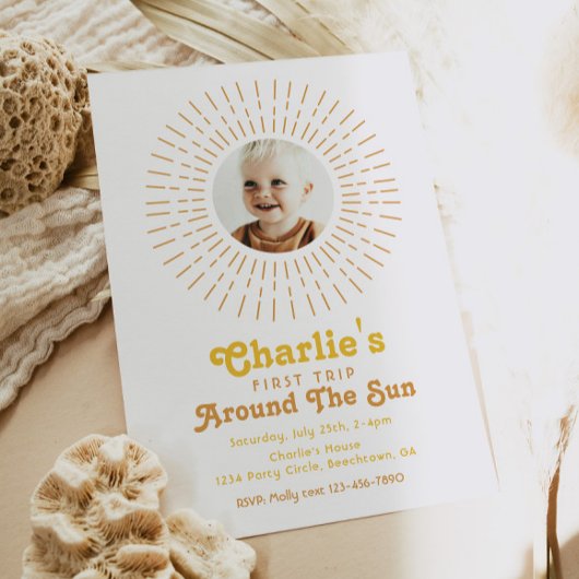 Eerste reis rond de zonuitnodiging | Boho Kaart